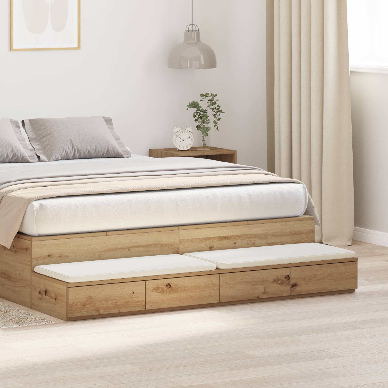 vidaXL Bett-Schubladen Artisan Eiche 150x36,5x16,5 cm Holzwerkstoff