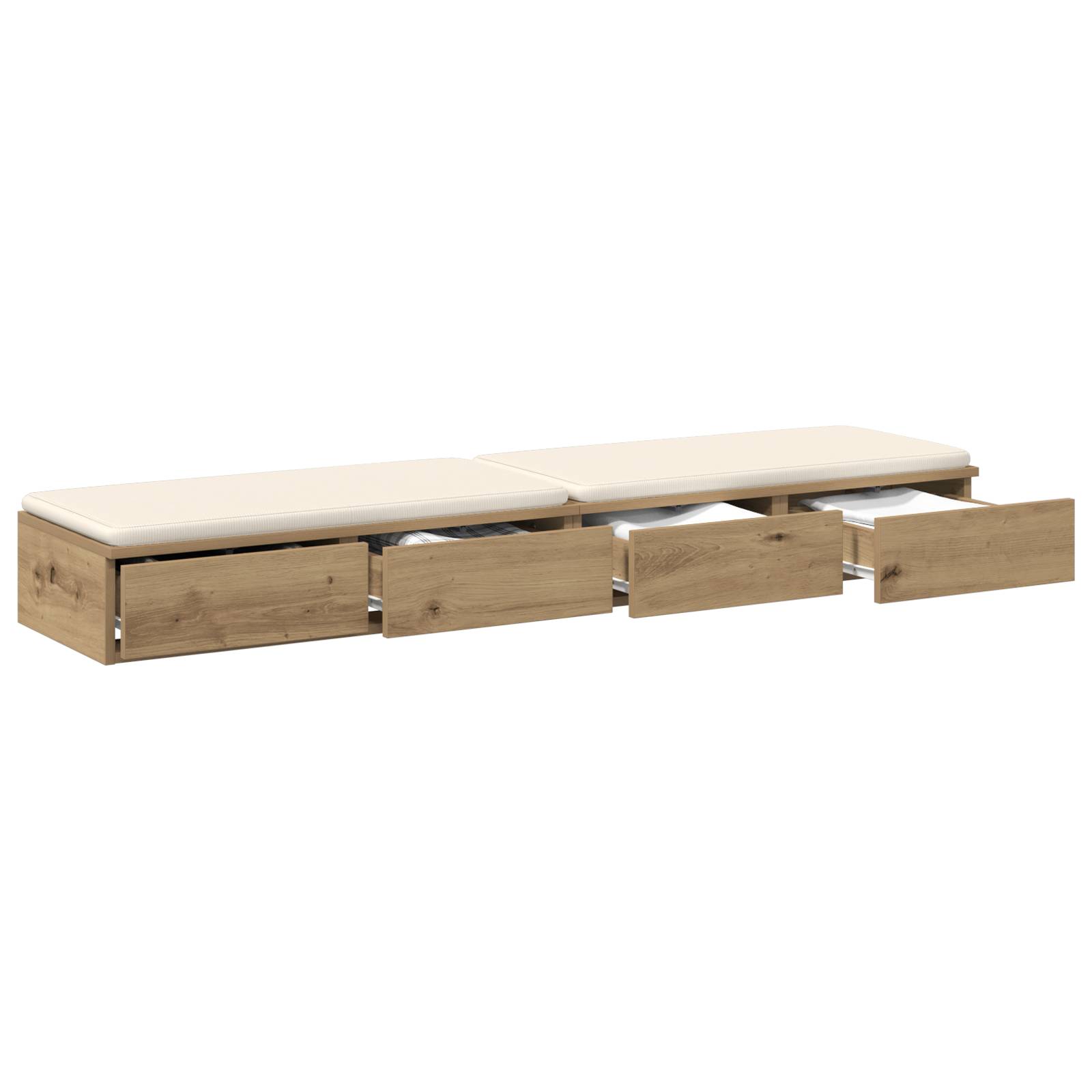 vidaXL Bett-Schubladen Artisan Eiche 150x36,5x16,5 cm Holzwerkstoff