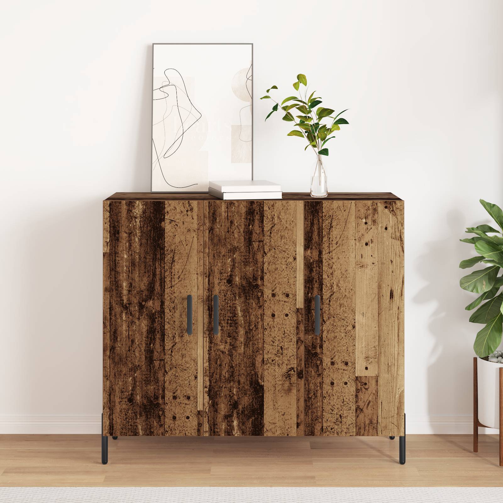 vidaXL Sideboard Vintage-Holz 90x34x80 cm Holzwerkstoff