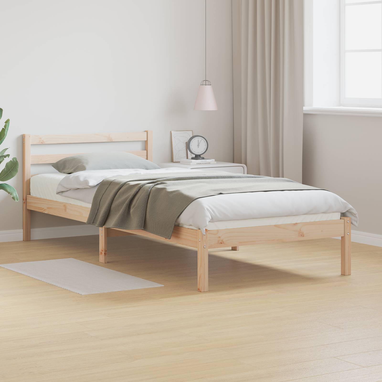 vidaXL Bettgestell mit Kopfteil 80x220 cm Massivholz Kiefer