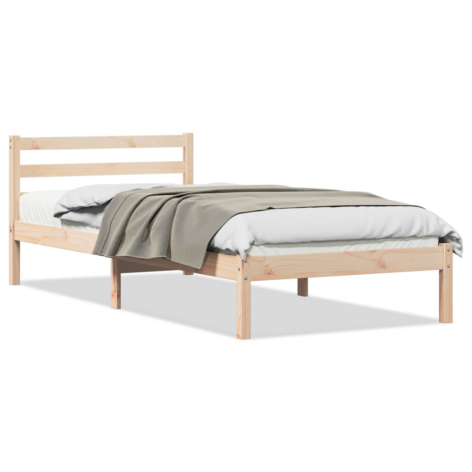 vidaXL Bettgestell mit Kopfteil 80x220 cm Massivholz Kiefer