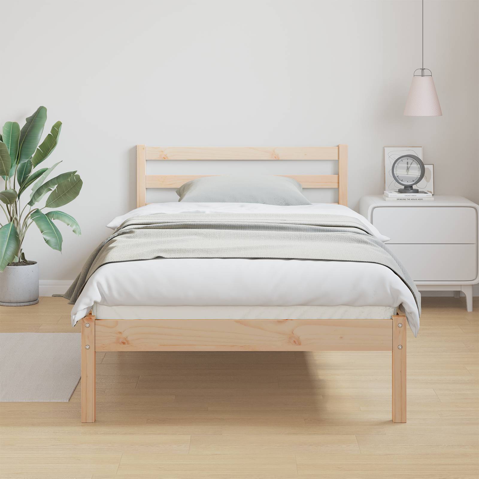 vidaXL Bettgestell mit Kopfteil 80x220 cm Massivholz Kiefer