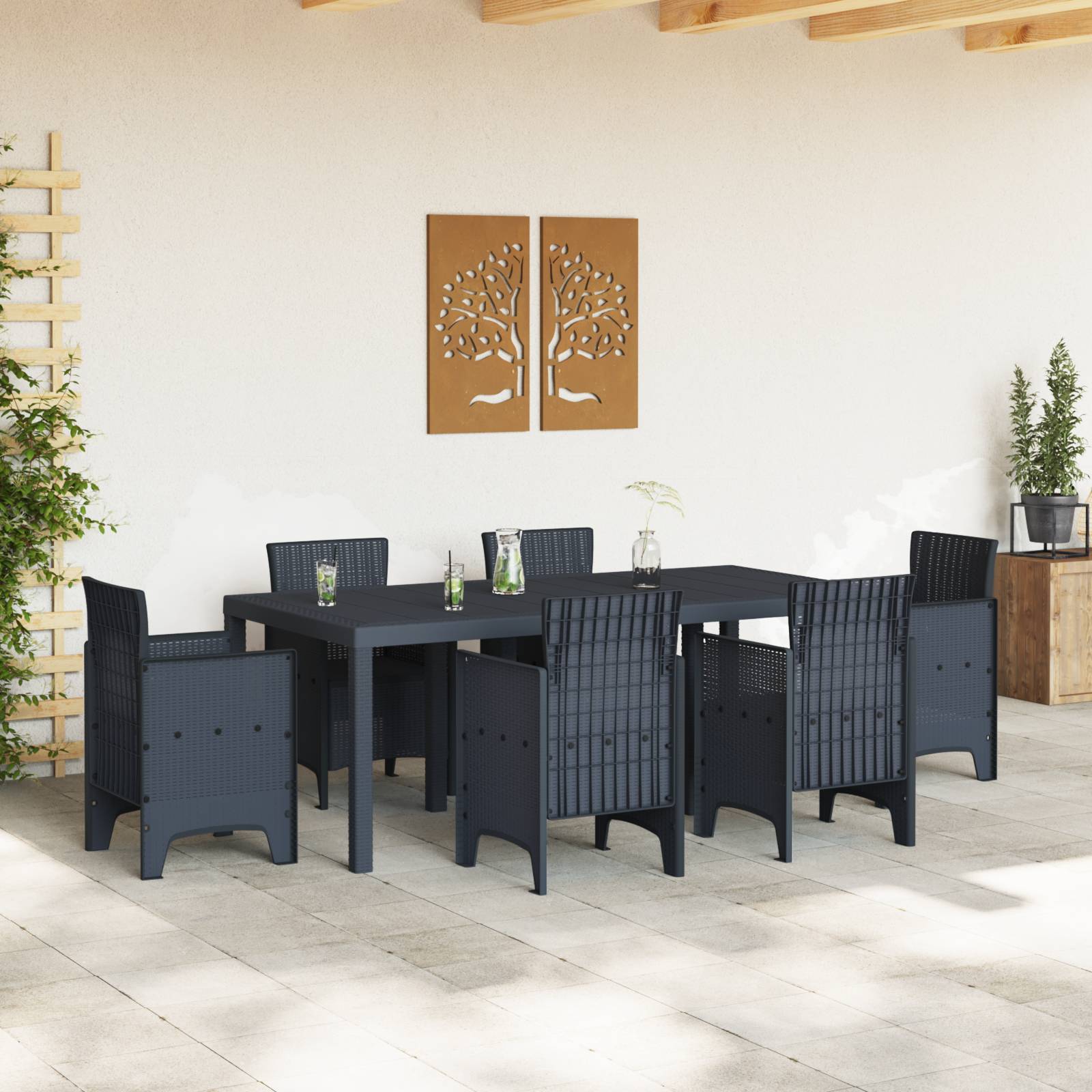 vidaXL Gartentisch Anthrazit 200x100x73 cm Poly Rattan