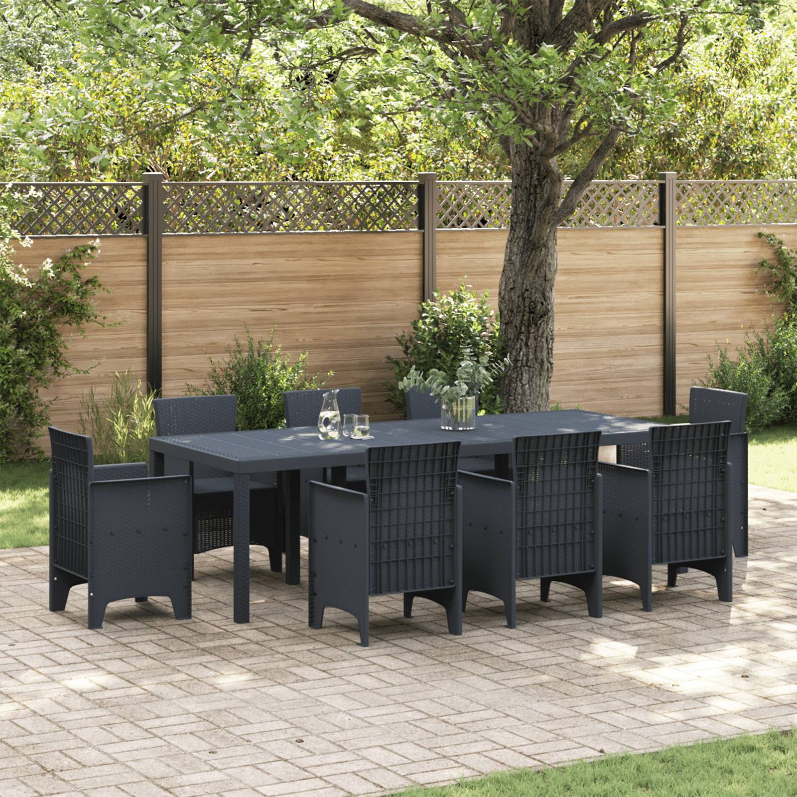 vidaXL Gartentisch Anthrazit 250x100x73 cm Poly Rattan