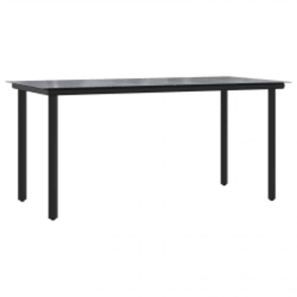 vidaXL 5-tlg. Garten-Essgruppe mit Kissen Schwarz Poly Rattan Glas