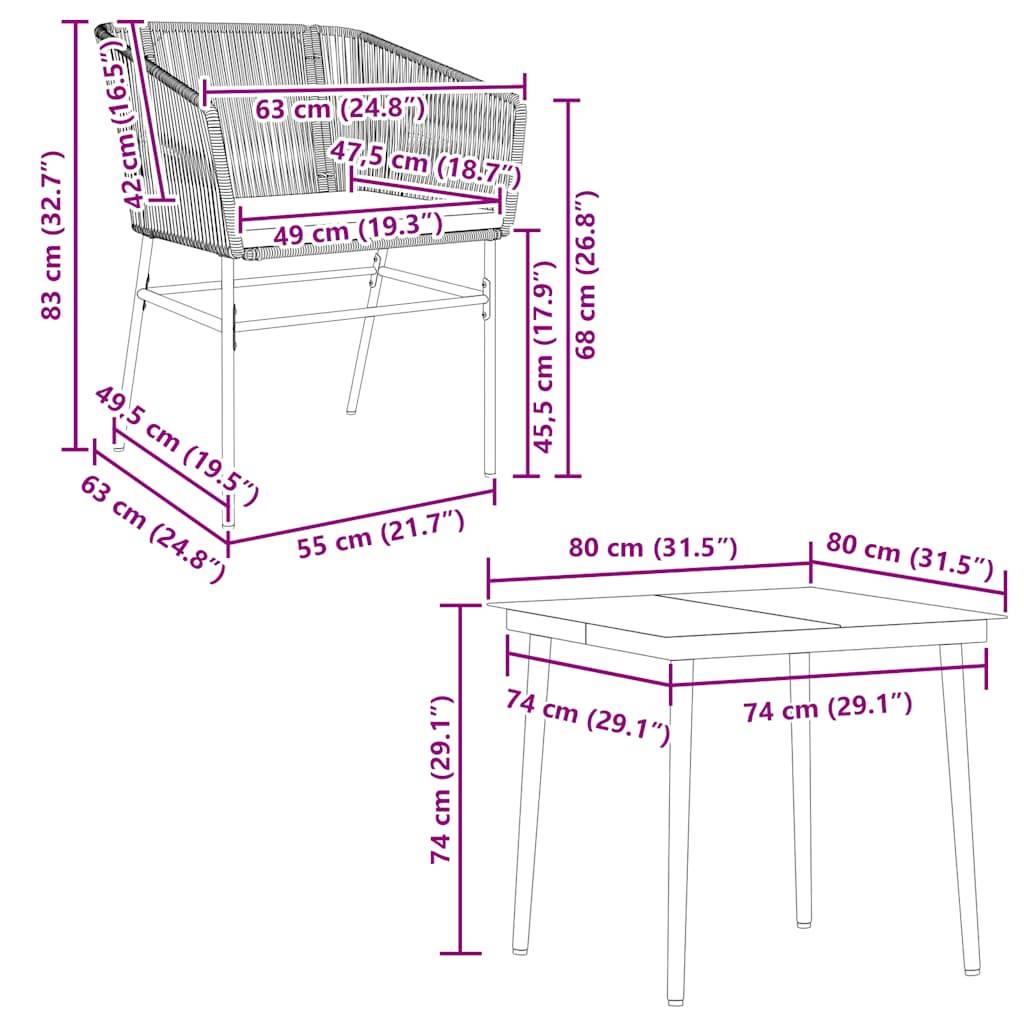 vidaXL 5-tlg. Garten-Essgruppe mit Kissen Braun Poly Rattan Glas