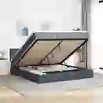 vidaXL Ottoman-Bett mit Matratze & LEDs Dunkelgrau 160x200 cm Samt vidaXL Ottoman-Bett mit Matratze & LEDs Dunkelgrau 160x200 cm Samt