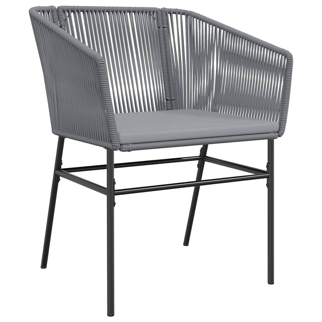 vidaXL 3-tlg. Garten-Essgruppe mit Kissen Grau Poly Rattan Glas