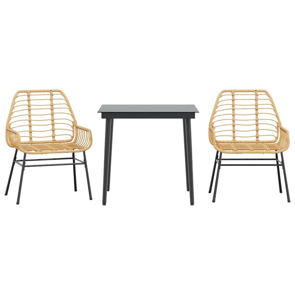 vidaXL 3-teiliges Garten-Esszimmer-Set Braunes Polyrattanglas