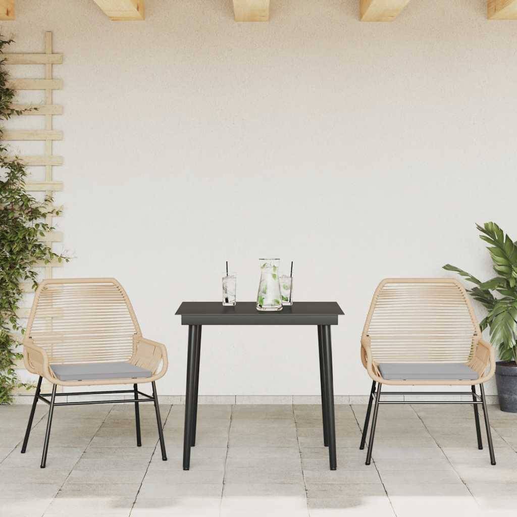 vidaXL 3-tlg. Garten-Essgruppe mit Kissen Braun Poly Rattan Glas