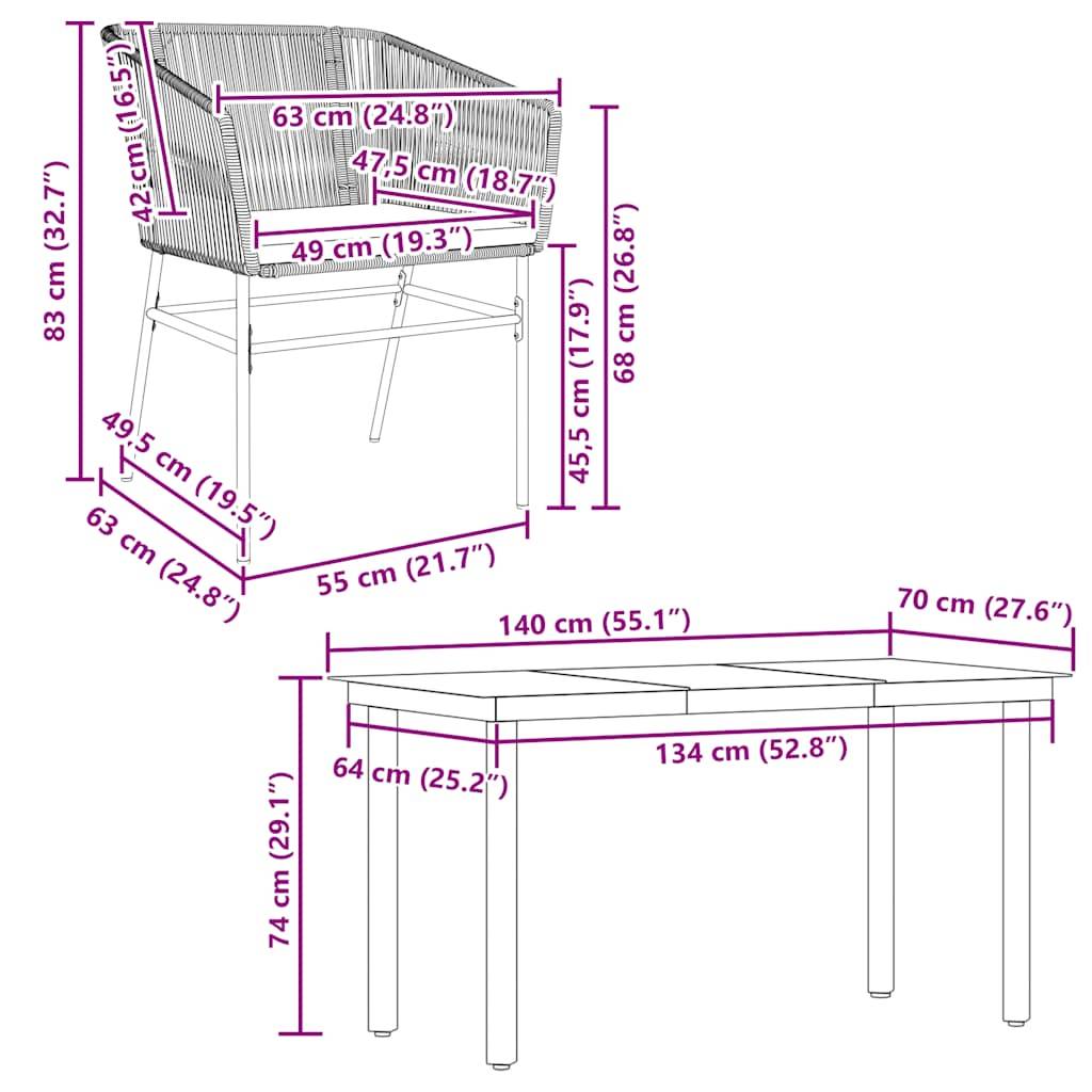 vidaXL 5-tlg. Garten-Essgruppe mit Kissen Schwarz Poly Rattan Glas