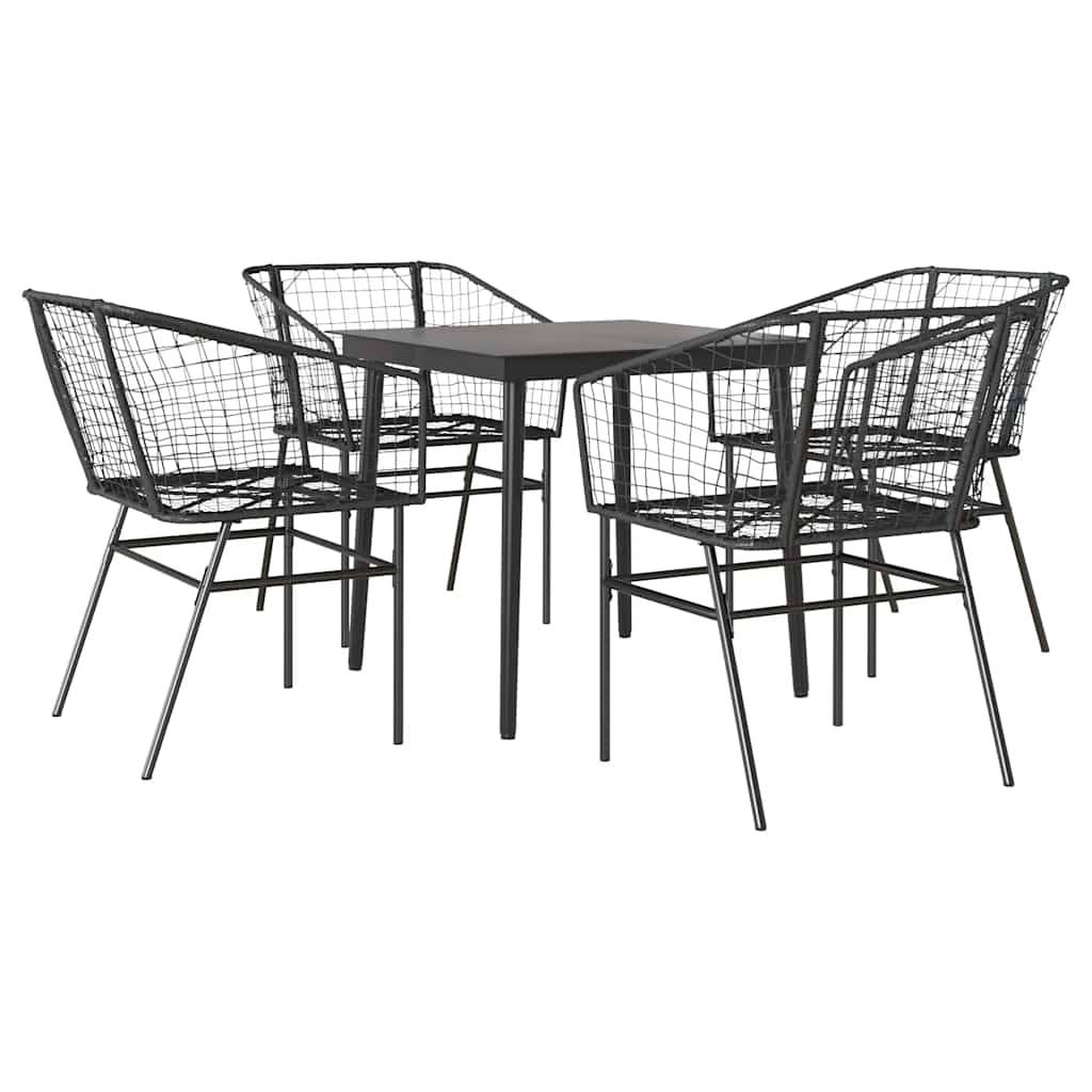 vidaXL 5-teiliges Garten-Esszimmerset aus schwarzem Polyrattanglas