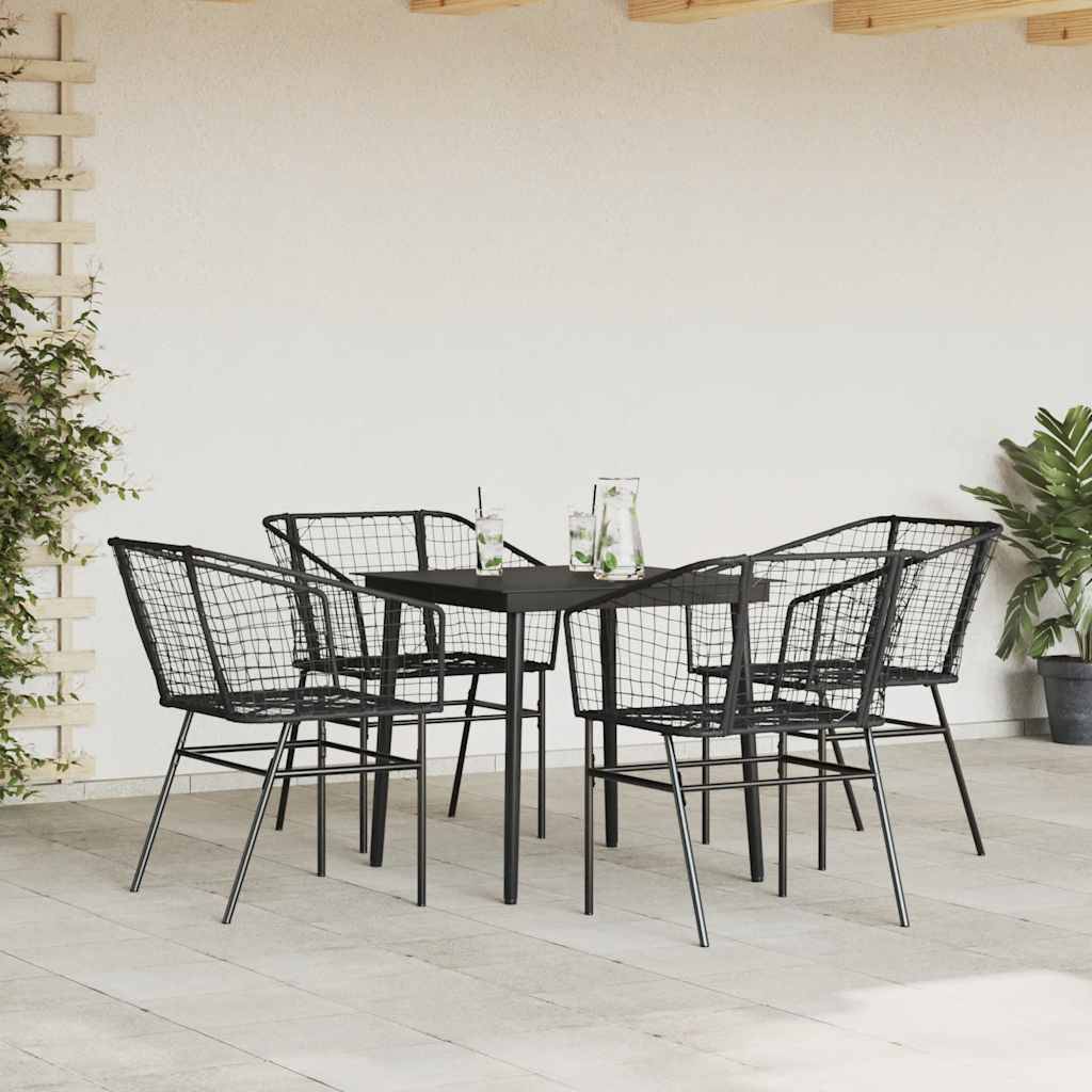 vidaXL 5-teiliges Garten-Esszimmerset aus schwarzem Polyrattanglas