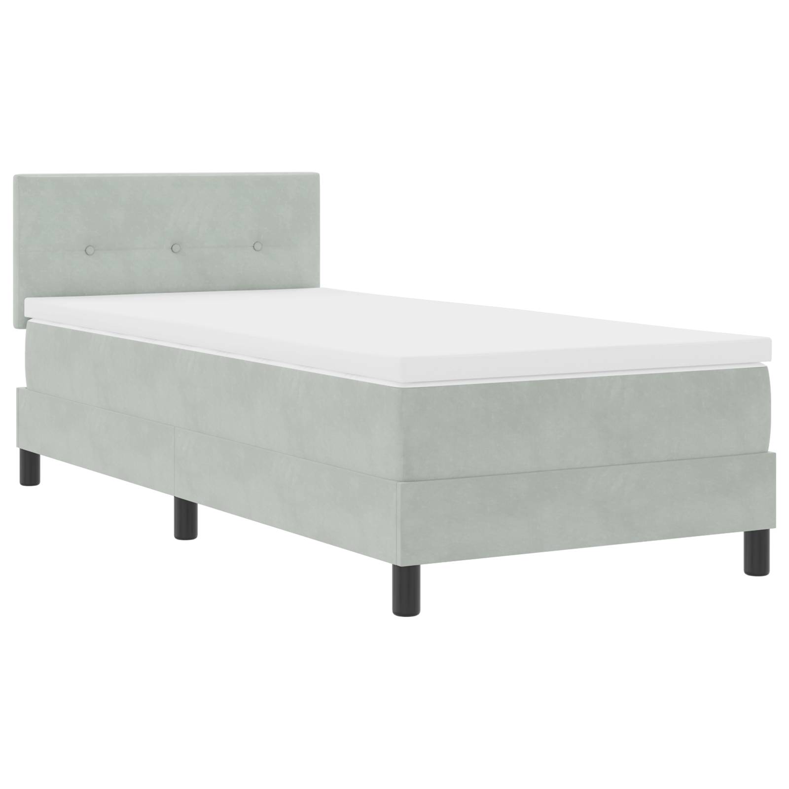 vidaXL LED Boxspringbett mit Matratze Hellgrau 90x190 cm Samt