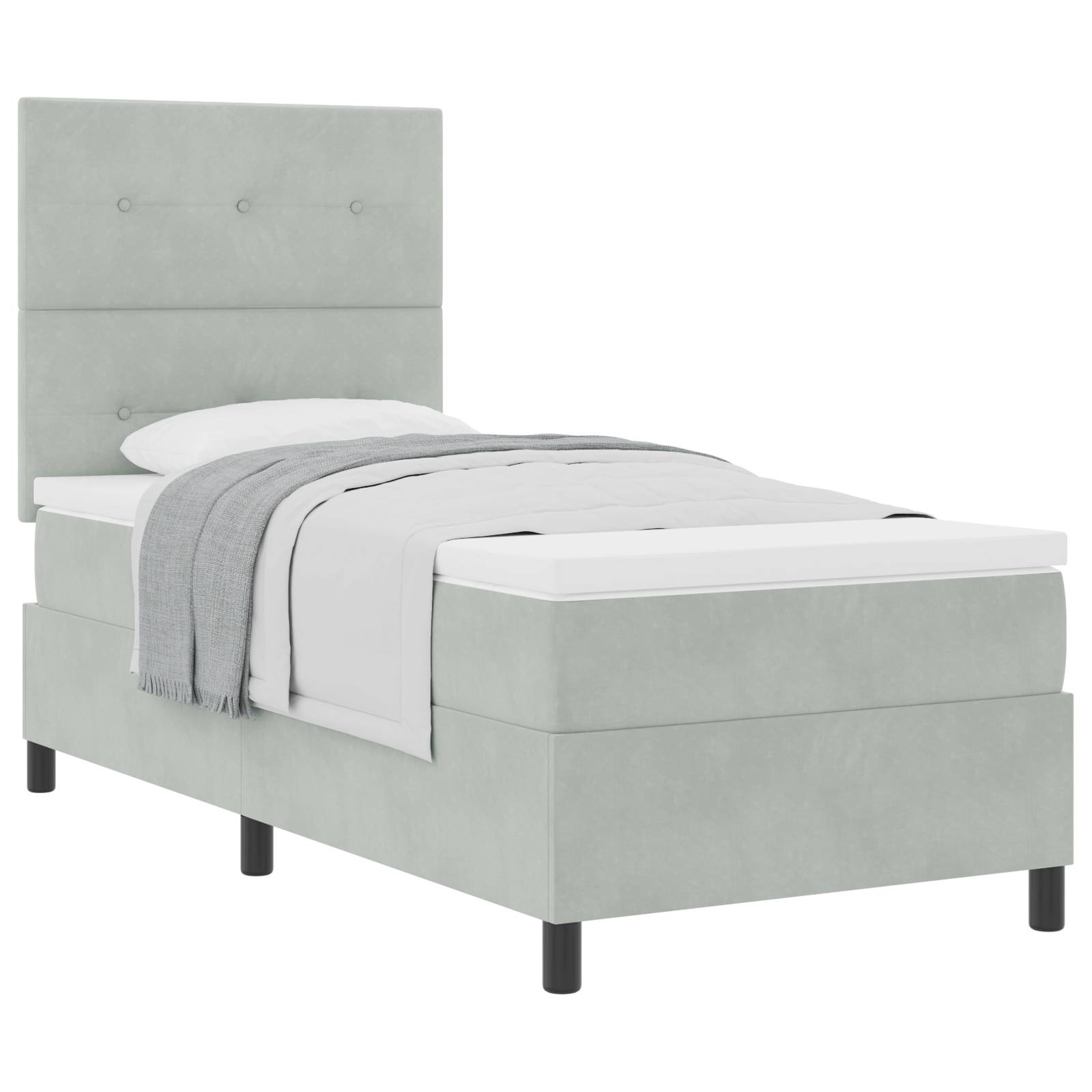 vidaXL Boxspringbett mit Matratze Hellgrau Samt