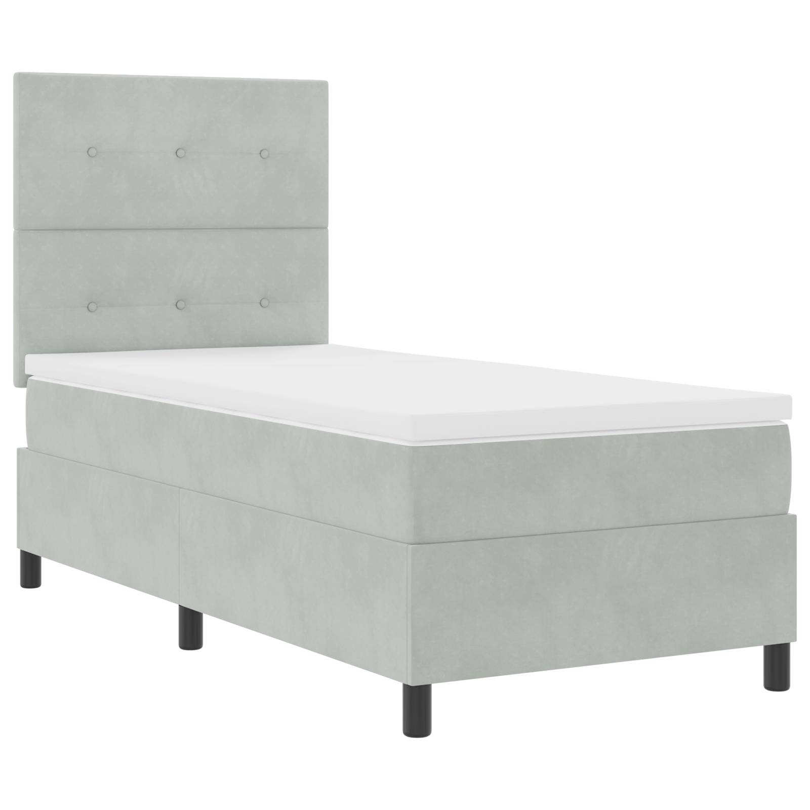 vidaXL Boxspringbett mit Matratze Hellgrau Samt