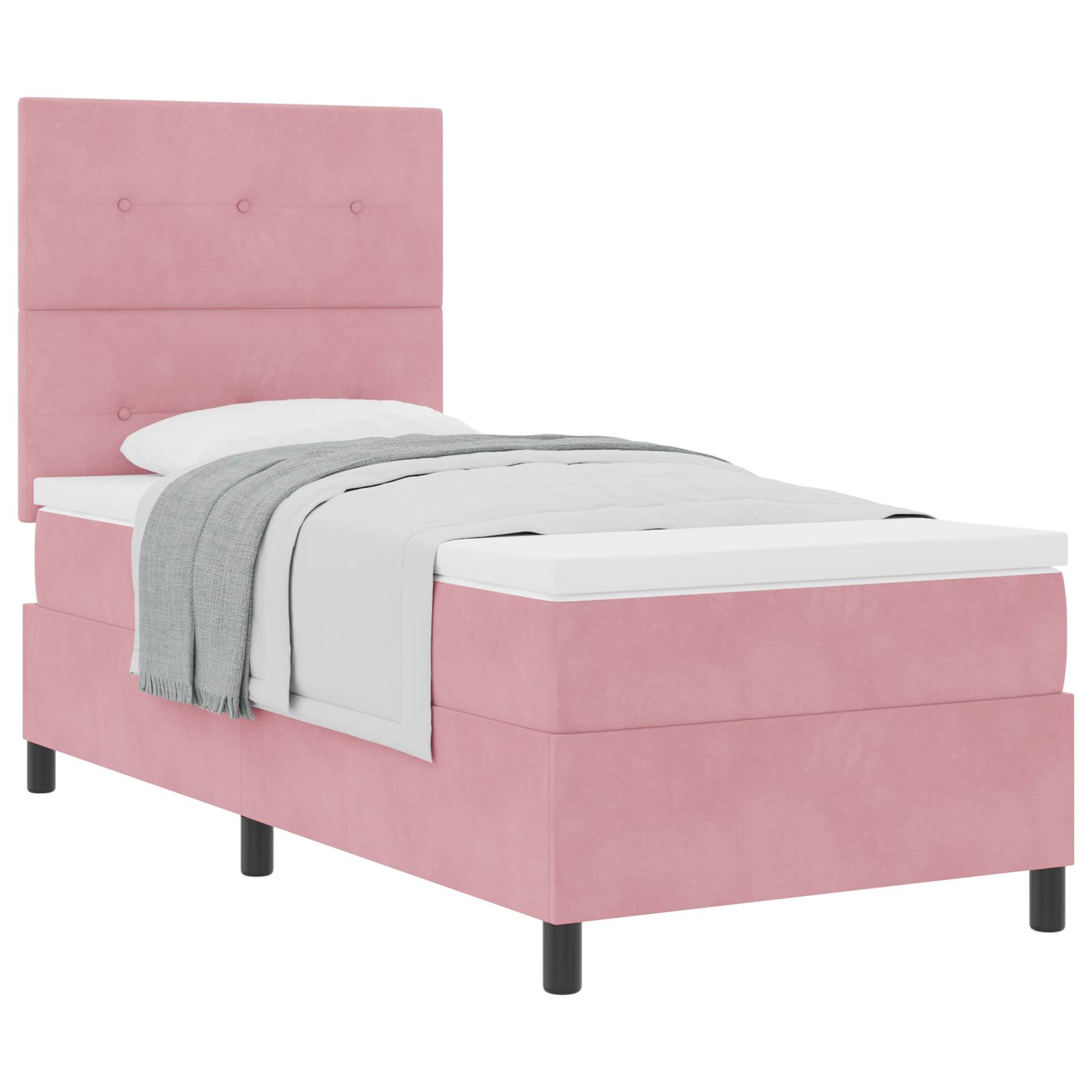 vidaXL Boxspringbett mit Matratze Rosa Samt