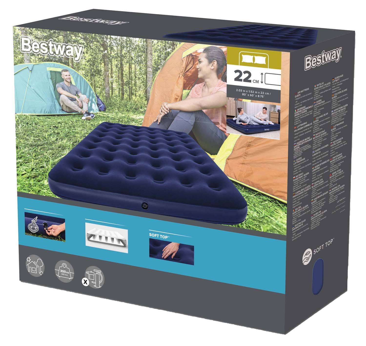 Bestway 67003 - Luftbett Blue Horizon Double XL/Lo 203 x 152 x 22 cm