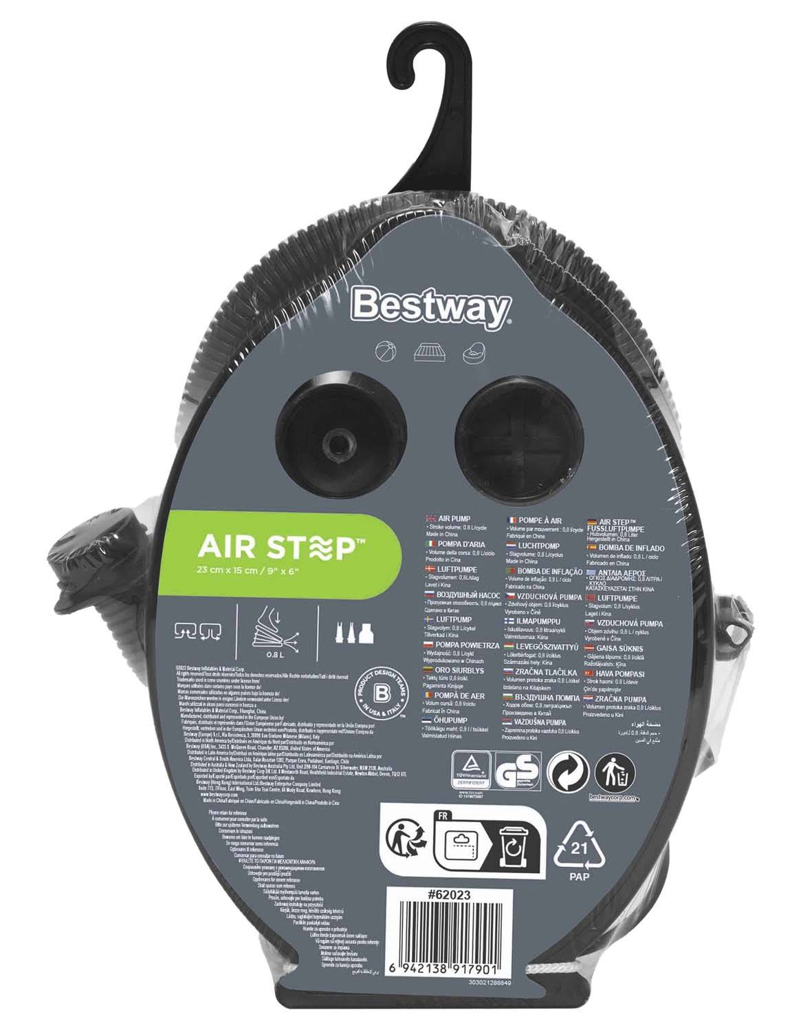 Bestway 62023 - Air Step Fußpumpe 22,8 x 15,8 x 6 cm
