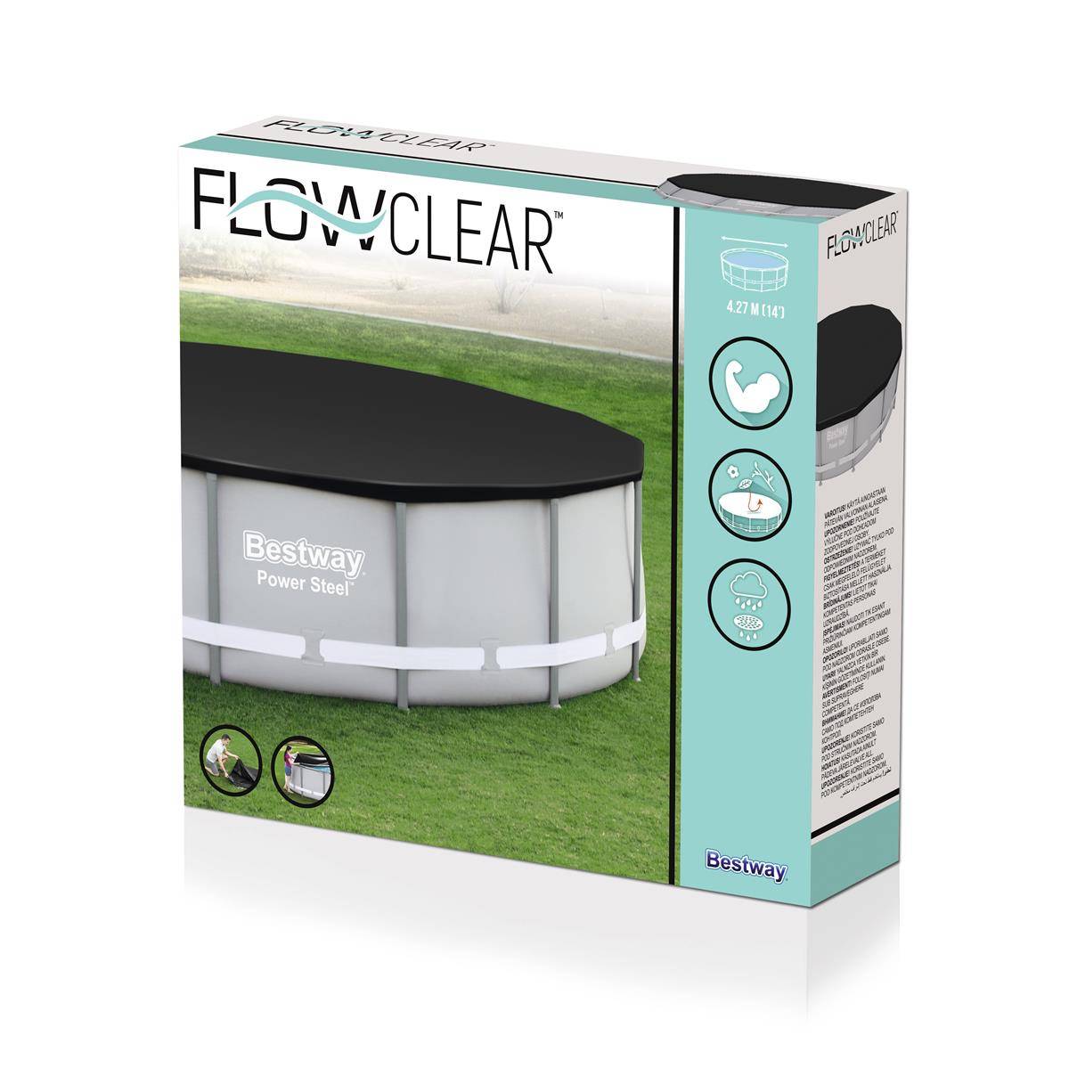 Bestway 58248 - Flowclear PVC-Abdeckplane Ø 427 cm, schwarz, rund