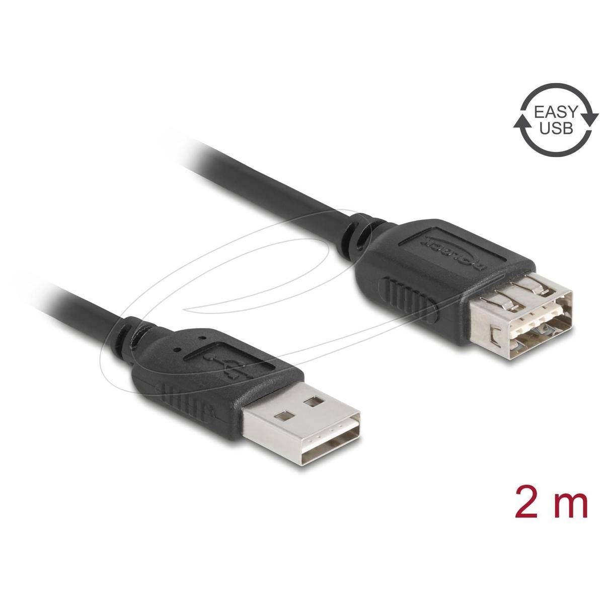 81513 - Delock EASY USB 2.0 Verlängerungskabel USB A Stecker zu USB A Buchse, 2 m