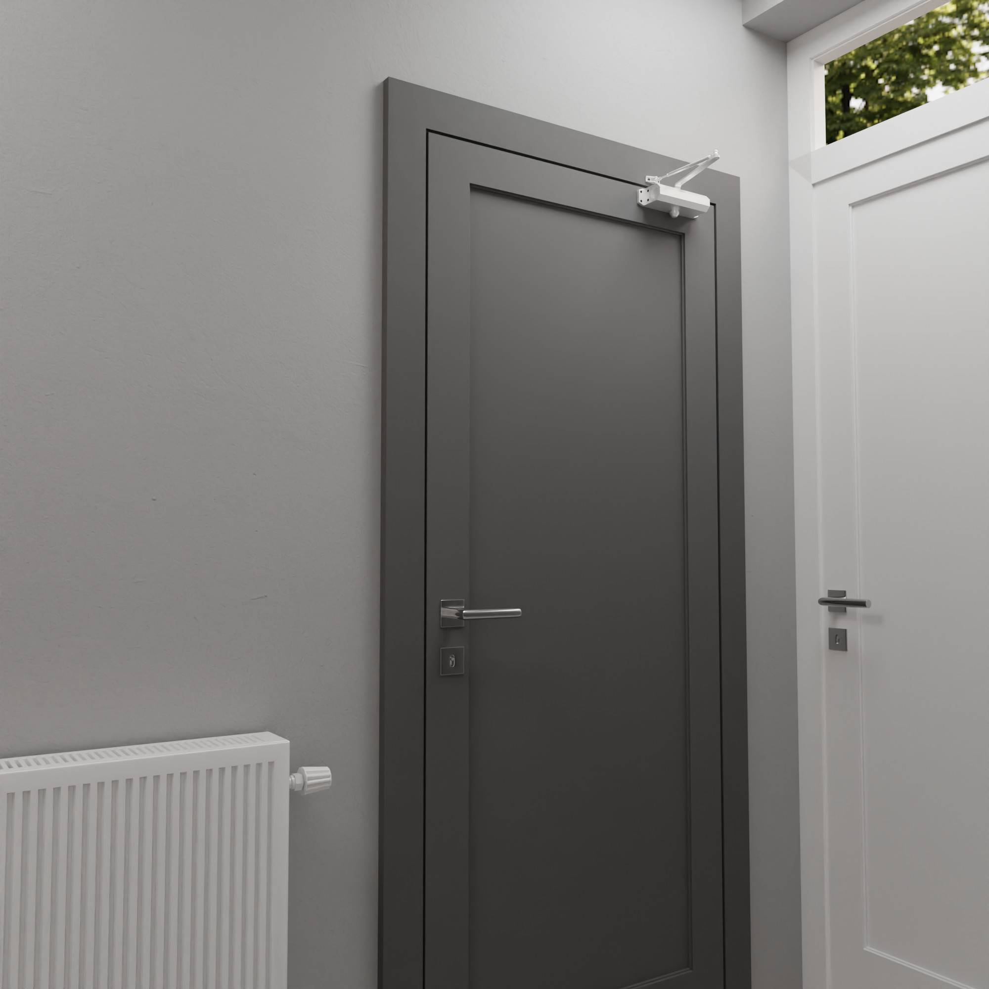 Hydraulischer Türschließer Torschließer Tür Tor Türöffner Stangentürschließer Weiß bis 45kg Ja