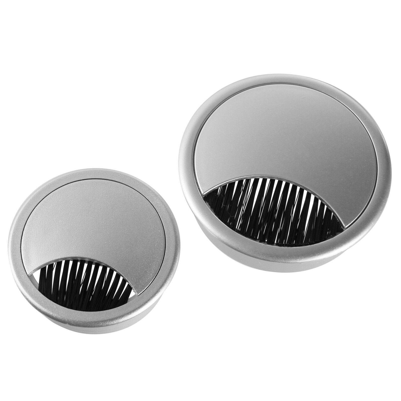 Kabeldurchführung Schreibtisch Kabeldurchlass rund Kabeldose Bürotisch lackiert Silber Ø80mm