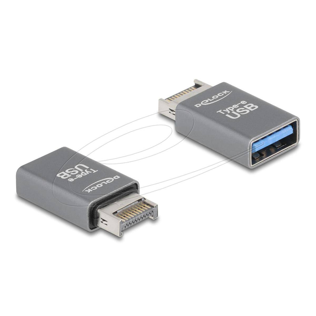 Delock Adapter USB 10 Gbps Typ-E Key A Stecker zu USB Typ-A Buchse Metall