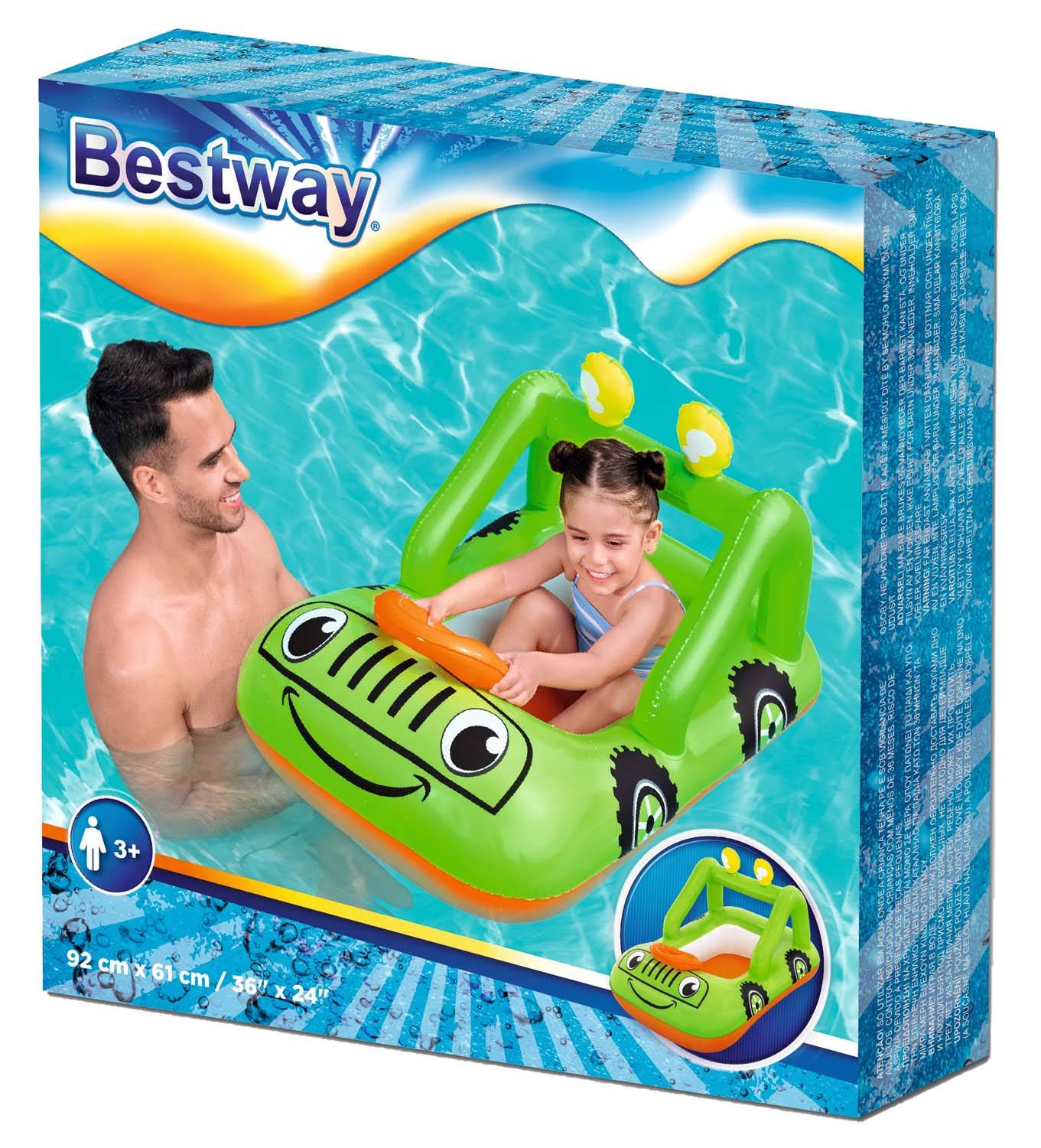 Bestway 34169 - Lil' Navigator Kinder-Schlauchboot - Auto (Grün-Orange)