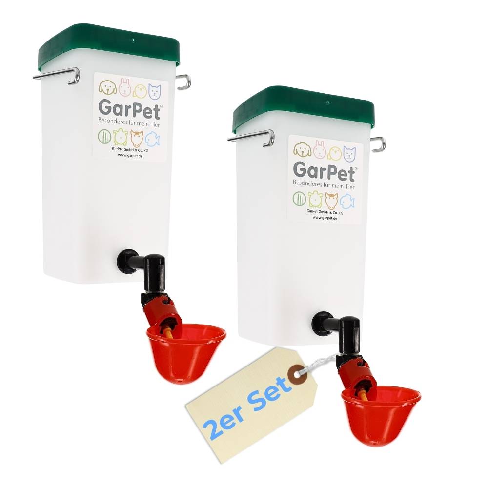 2er Set Beckentränke 1000 ml Geflügeltränke Küken Nager Hasen Hühner Geflügel Wasserspender Tränkebecken Trinkflasche mit Halterung