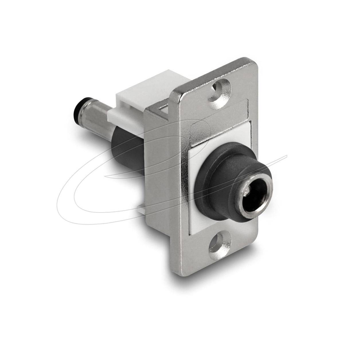 Delock Panel Mount DC 5,5 x 2,1 mm Buchse zu DC 5,5 x 2,5 mm Stecker silber wei
