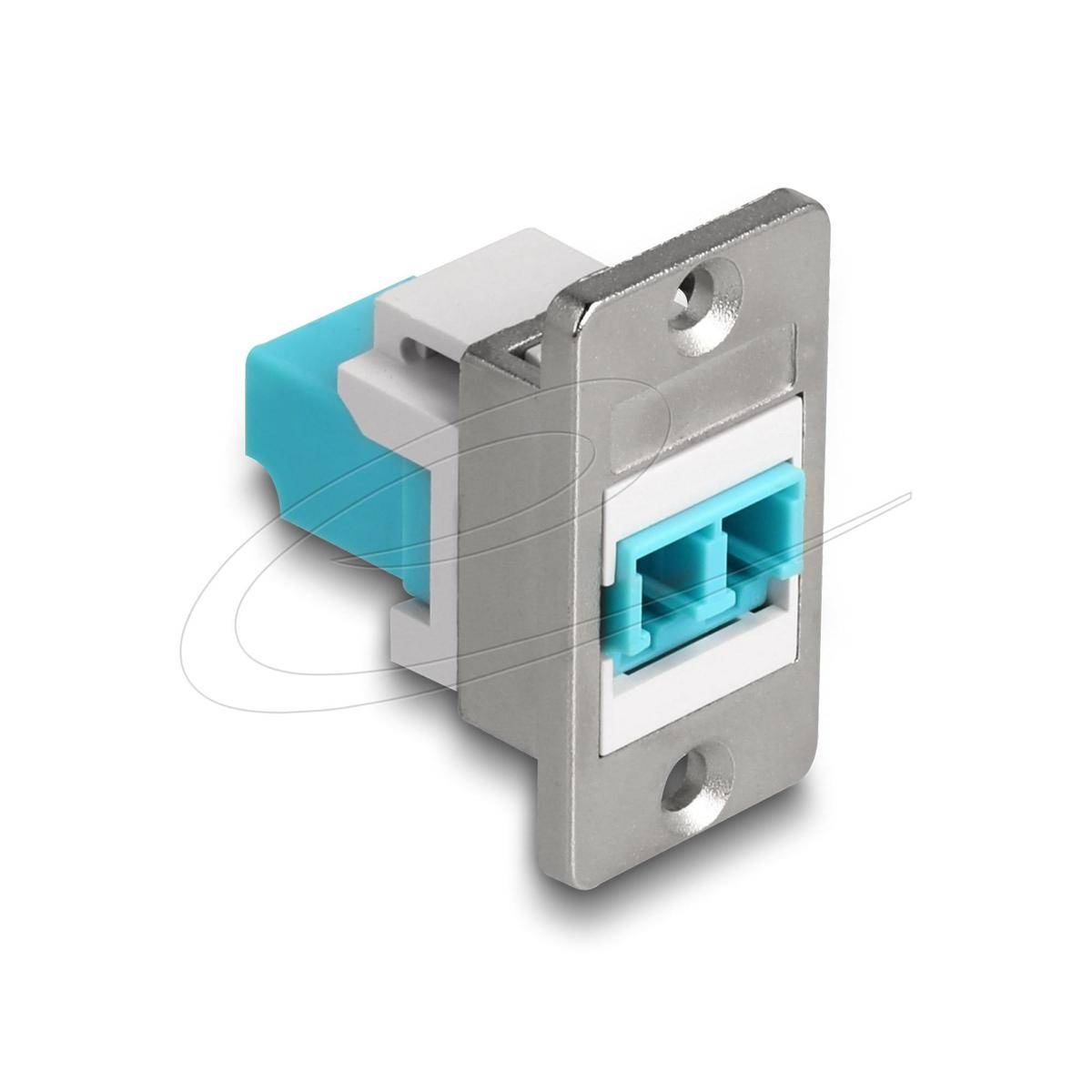 Delock Panel Mount LC Duplex LC Duplex zu LC Duplex Buchse silber weiß aqua