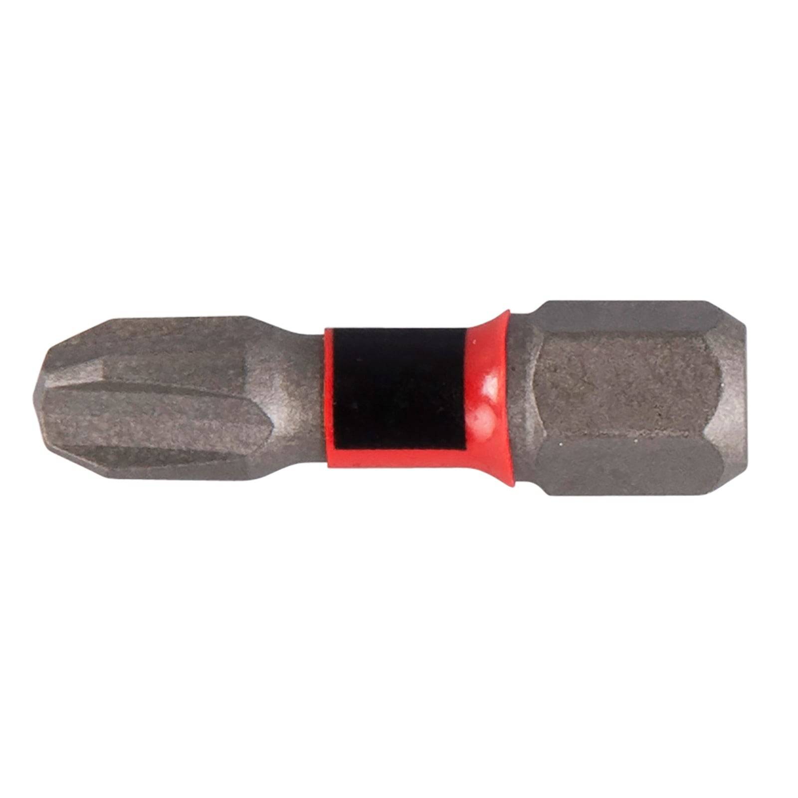 Ein Schraubenziehereinsatz aus Metall mit einer sechseckigen Basis und einem rot-schwarzen Band in der Mitte, der zum Eindrehen von Schrauben oderBolzen verwendet wird.