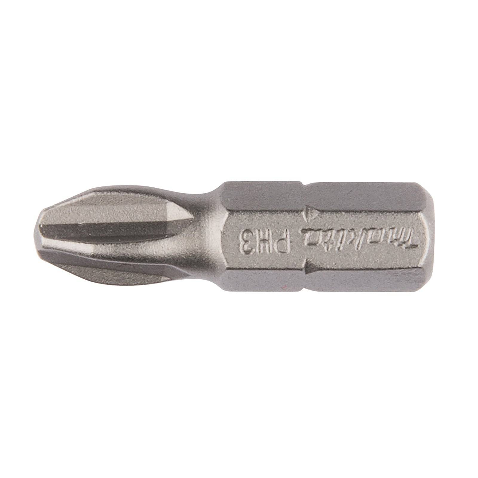 Ein einzelner Phillips-Schraubendrehe-Einsatz mit der Gravur 'PH3', der zum Eindrehen von Schrauben mit Kreuzschliff-Design verwendet wird.