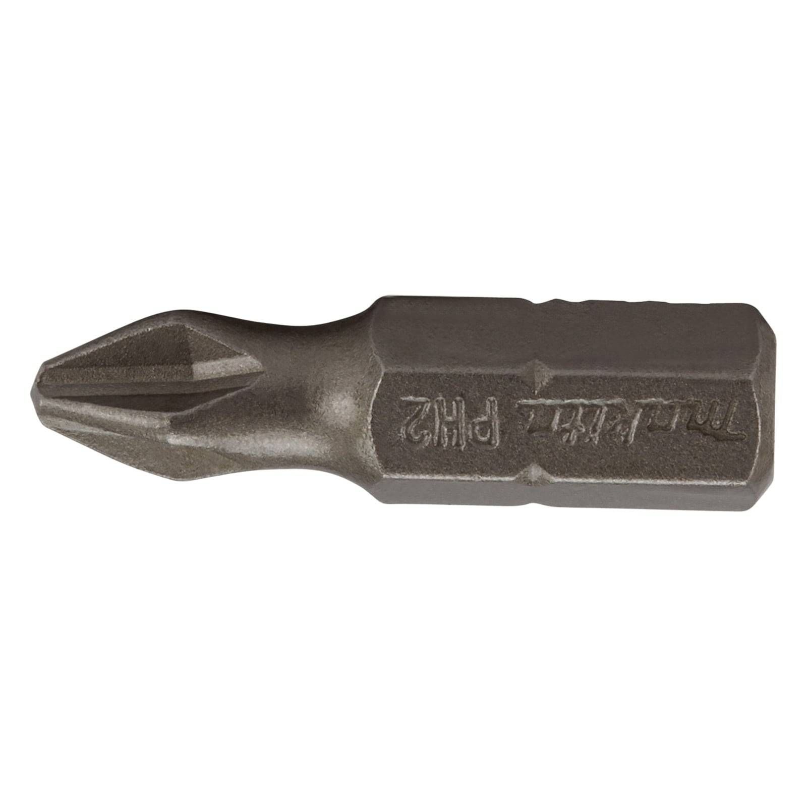 Philips-PH2-Schraubenbit, Metall, mit sechskantigem Schaft und kreuzförmiger Spitze, zum Eindrehen von Schrauben.