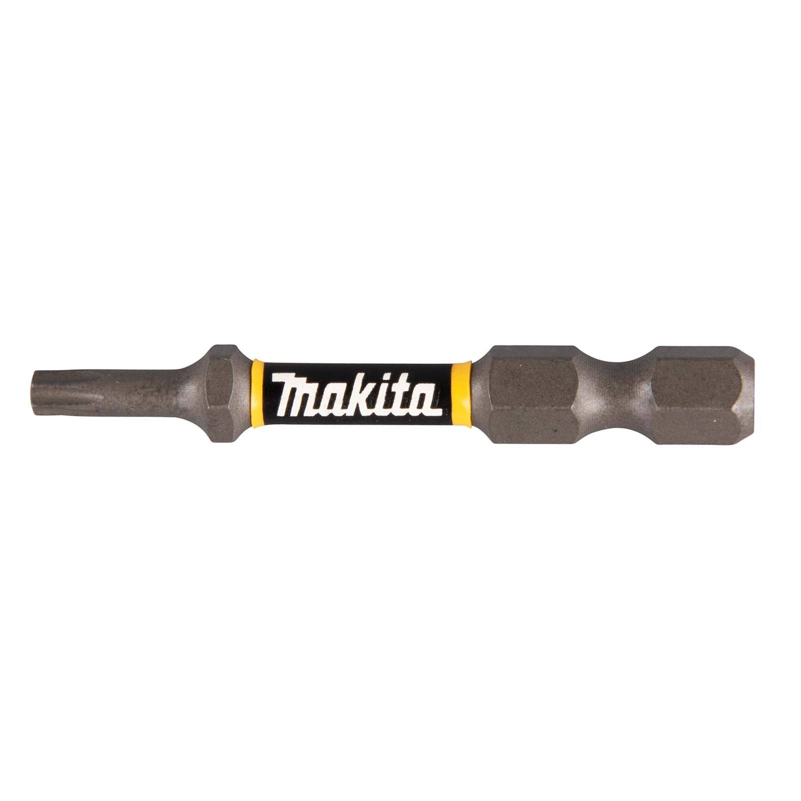 Torx-Schraubendreherbit mit einem sechseckigen Schaft, gekennzeichnet mit Makita, für den Einsatz mit Elektrowerkzeugen konzipiert.