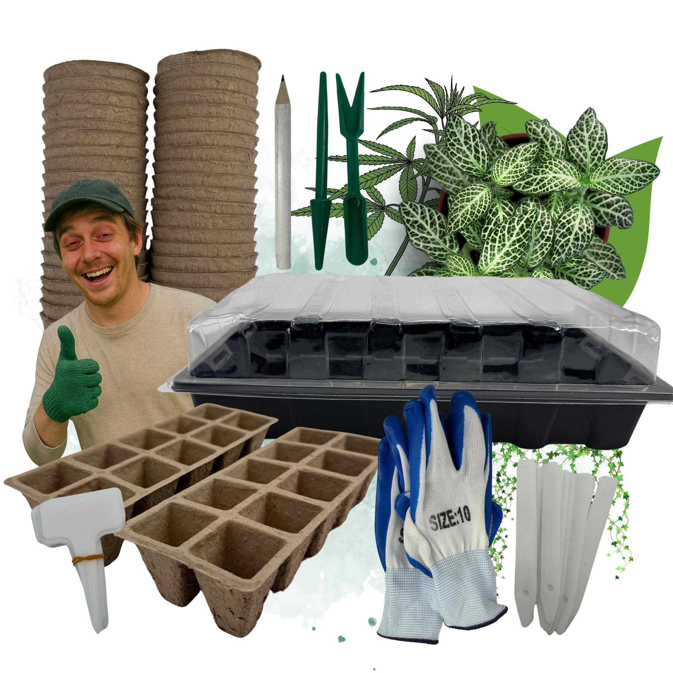 Anzucht Set für Growbox Grow Starter Set Pflanztöpfe für Samen Zimmergewächshaus + Anzuchttöpfe + Werkzeuge für Zelt