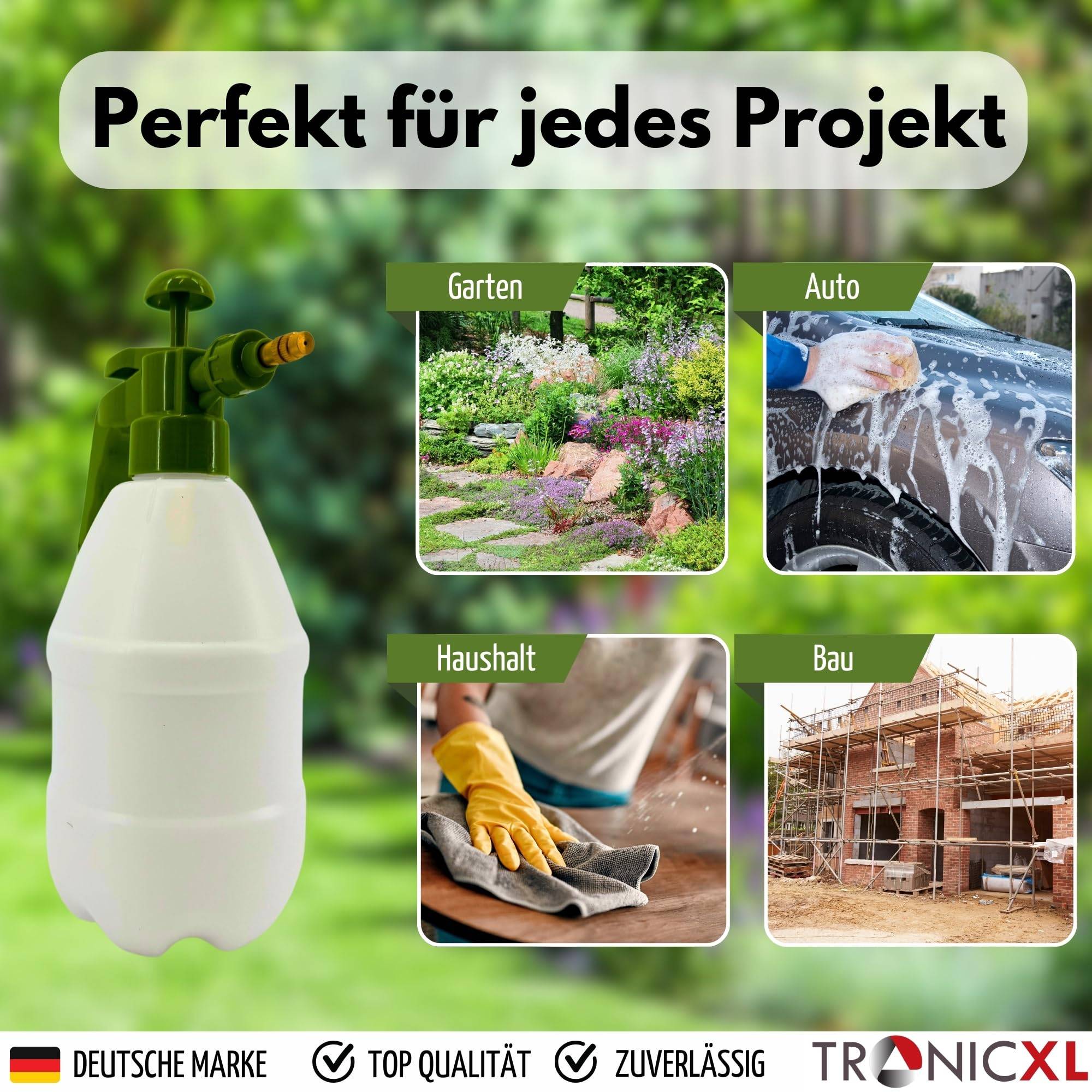 2 Stück Drucksprüher Drucksprühgerät 2L Pflanzenschutz Reinigung Handpumpe mit Messingdüse Handsprüher Gartenspritze Sprühflasche Wasser Dünge