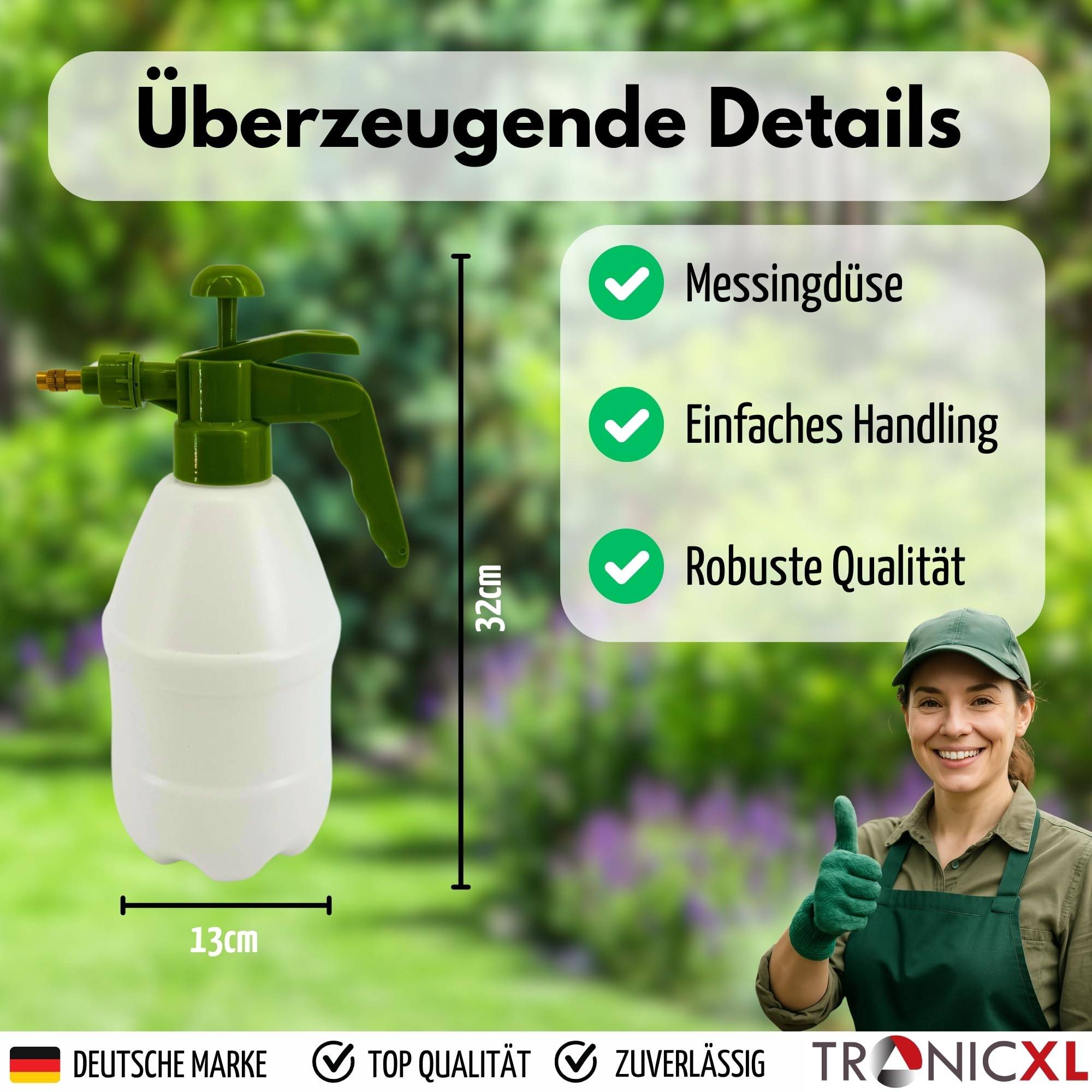 2L Drucksprüher Drucksprühgerät Pflanzenschutz Reinigung Handpumpe mit Messingdüse Handsprüher Gartenspritze Sprühflasche