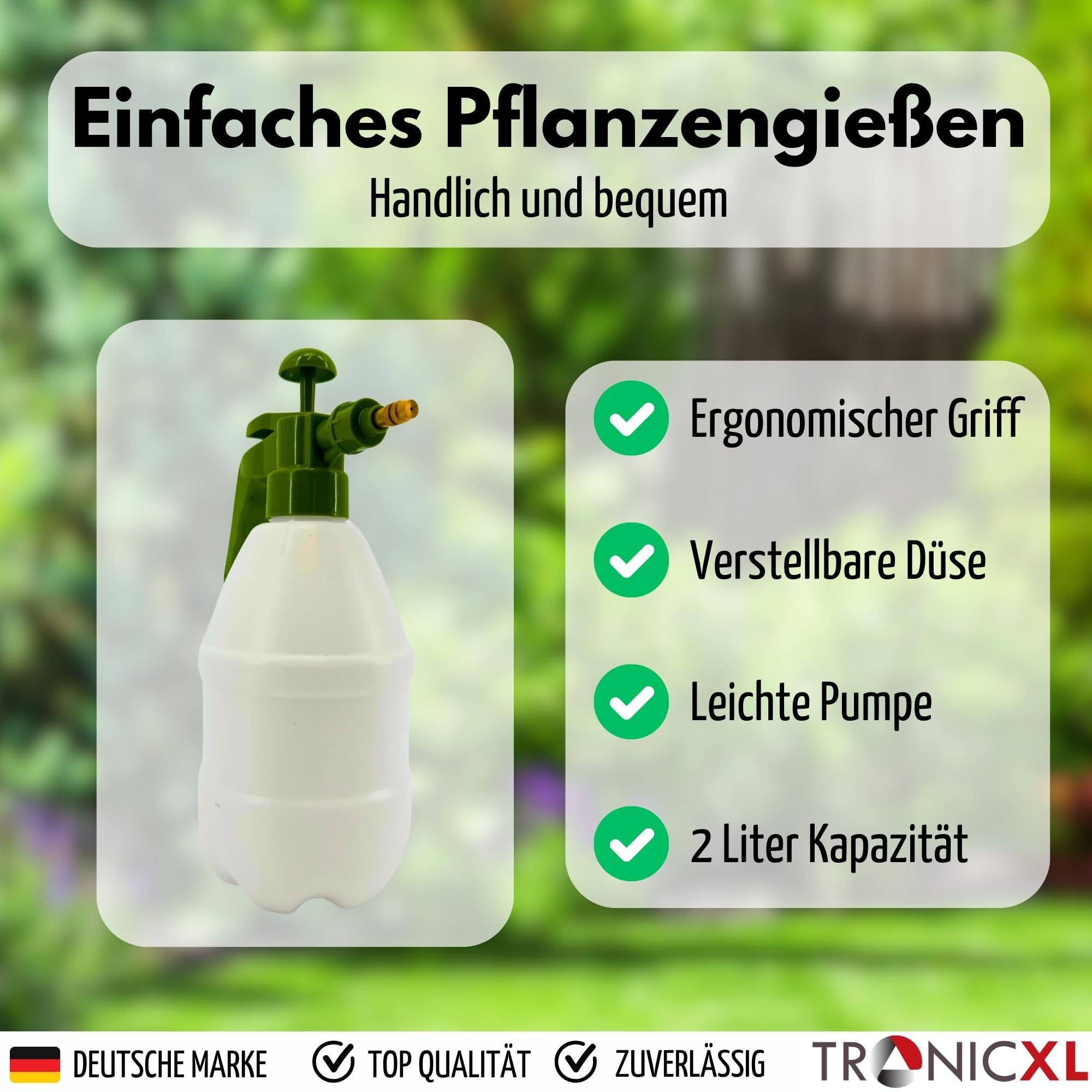 2 Stück Drucksprüher Drucksprühgerät 2L Pflanzenschutz Reinigung Handpumpe mit Messingdüse Handsprüher Gartenspritze Sprühflasche Wasser Dünge