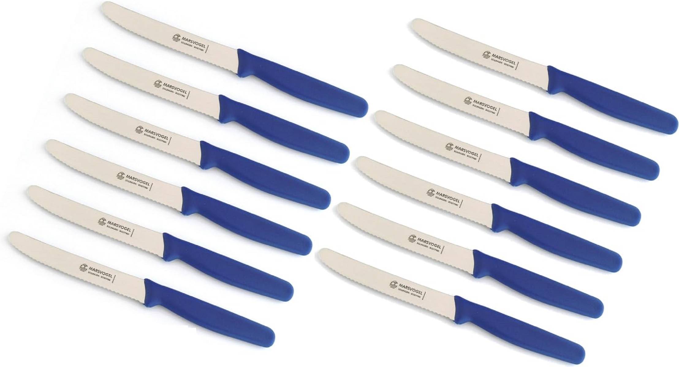Marsvogel | Tischmesser | 12 Stück | blau | blaue PP-Griffe | Tafelmesser Menümesser