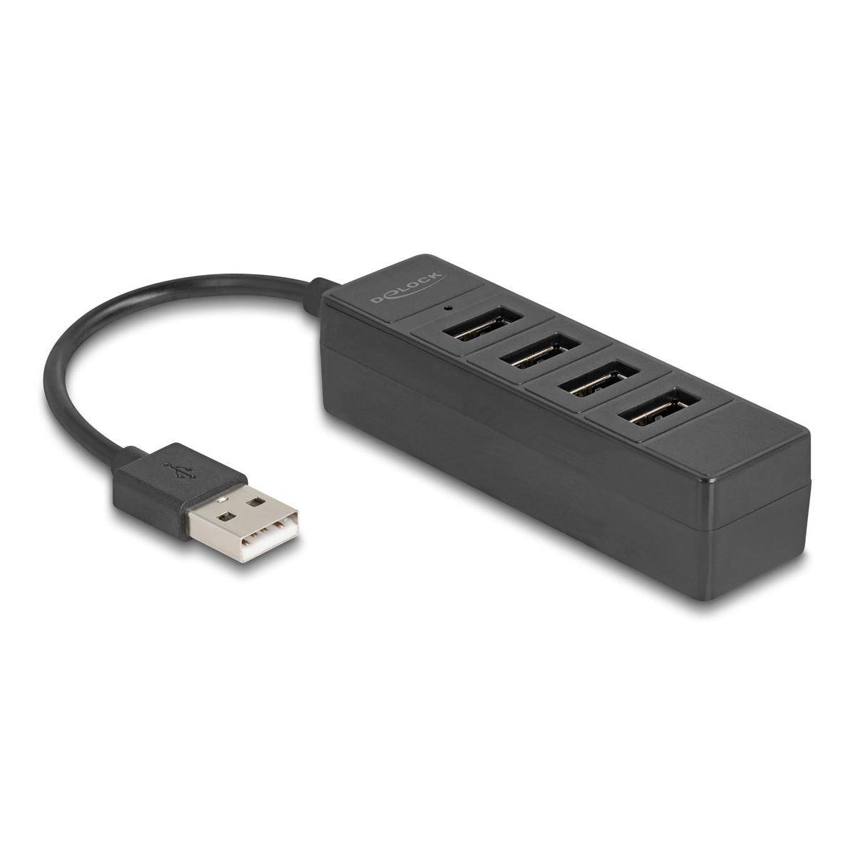 64334 - Delock USB Hub 4 Port USB 2.0 mit 4 x USB Typ-A Buchse schwarz