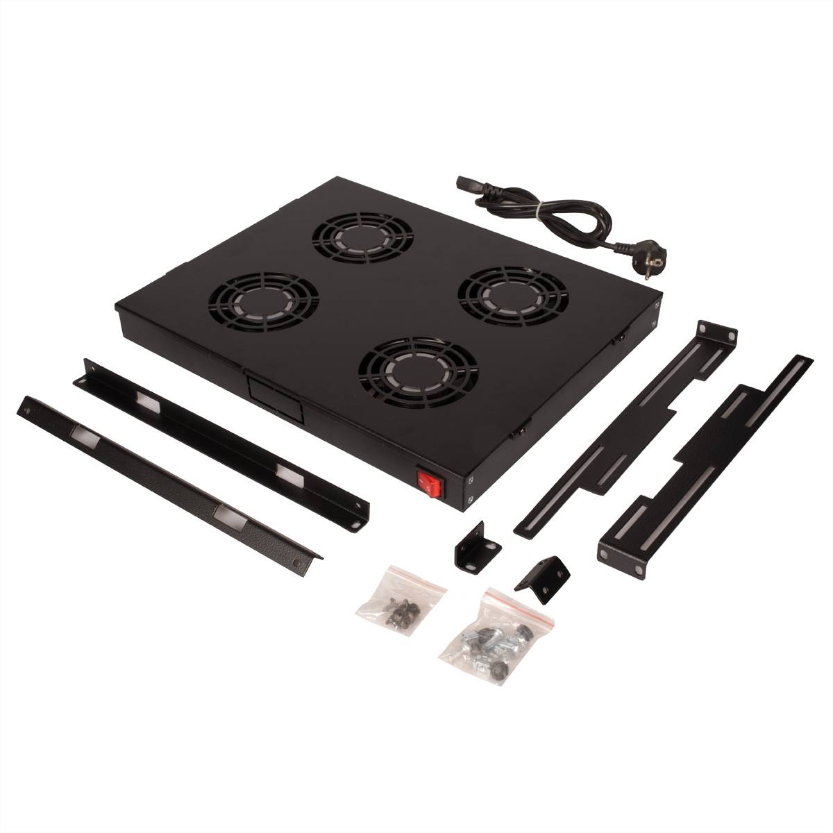 ROLINE 19-Zoll Lüftereinheit 4 Lüfter, ON/OFF schwarz