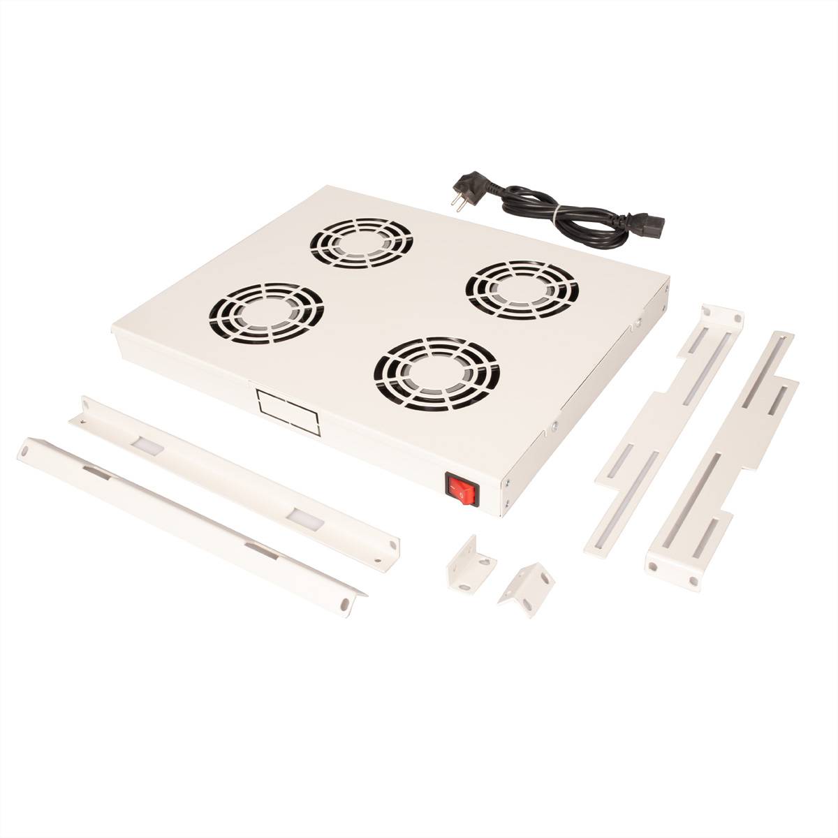 ROLINE 19-Zoll Lüftereinheit 4 Lüfter, ON/OFF grau