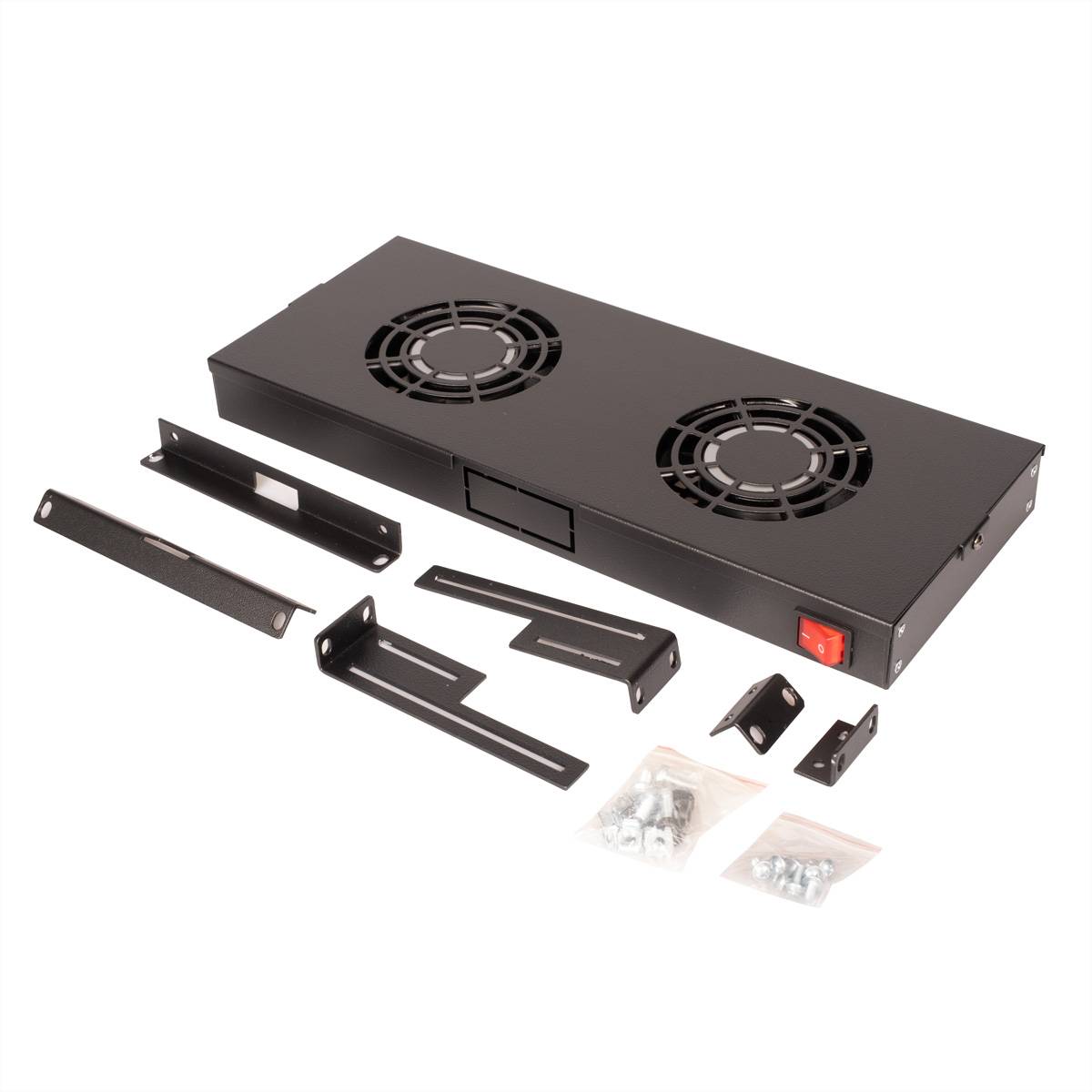 ROLINE 19-Zoll Lüftereinheit 2 Lüfter, ON/OFF, schwarz