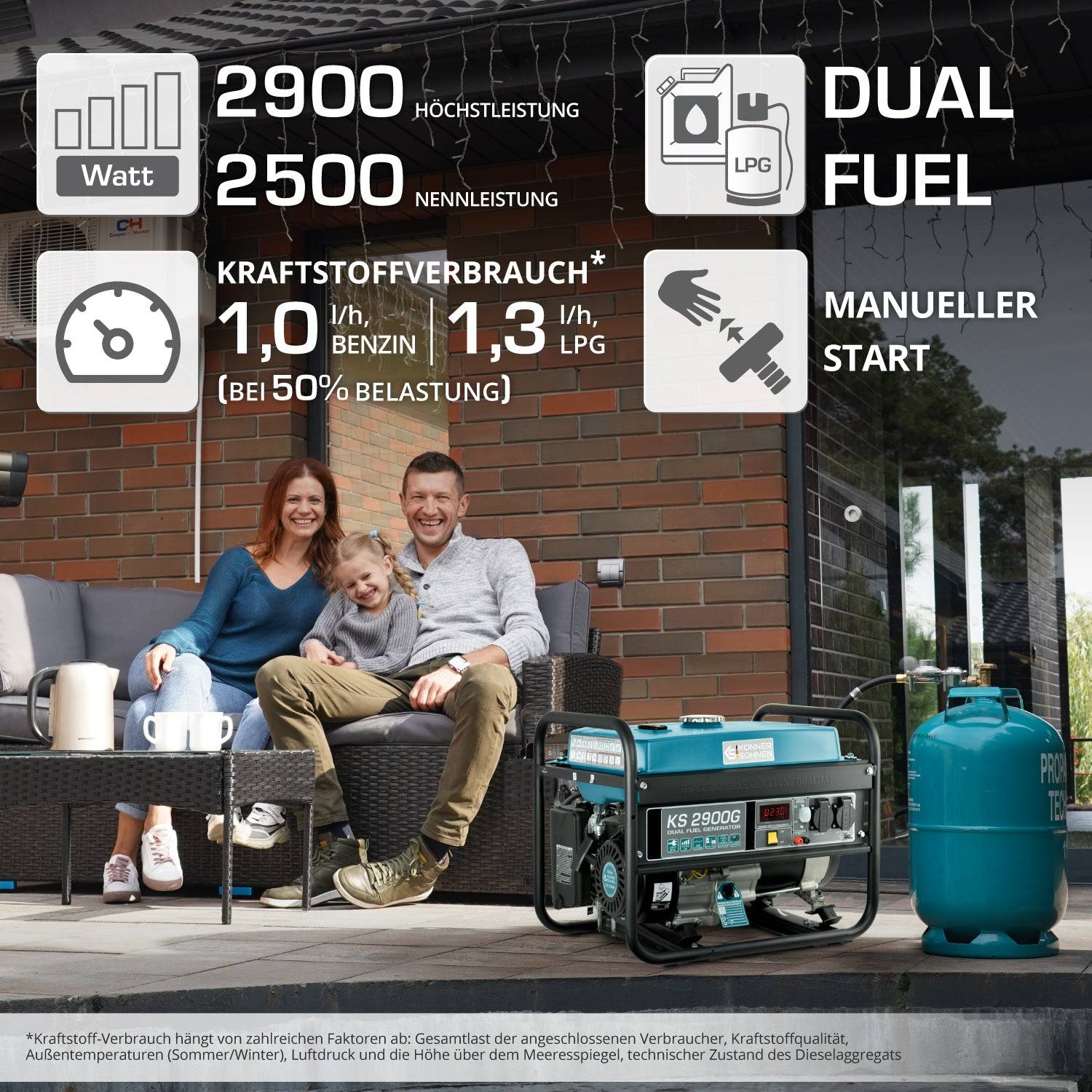 LPG/Benzin-Generator "Könner & Söhnen" KS 2900G