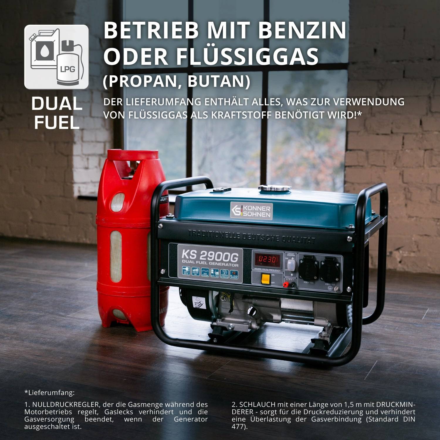 LPG/Benzin-Generator "Könner & Söhnen" KS 2900G