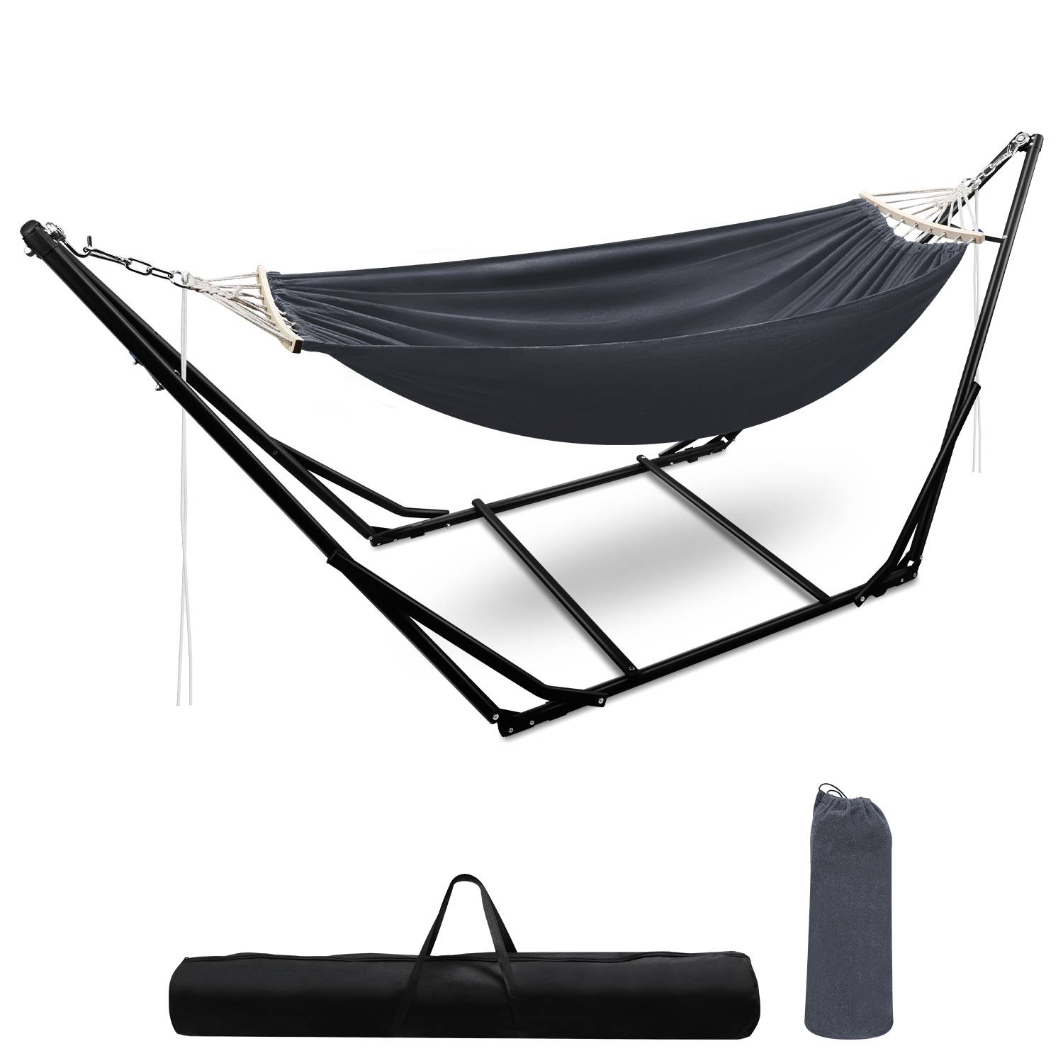 Hängematte mit Gestell Dunkelgrau bis 150kg Hängematten Outdoor Stabhängematte Hängesessel