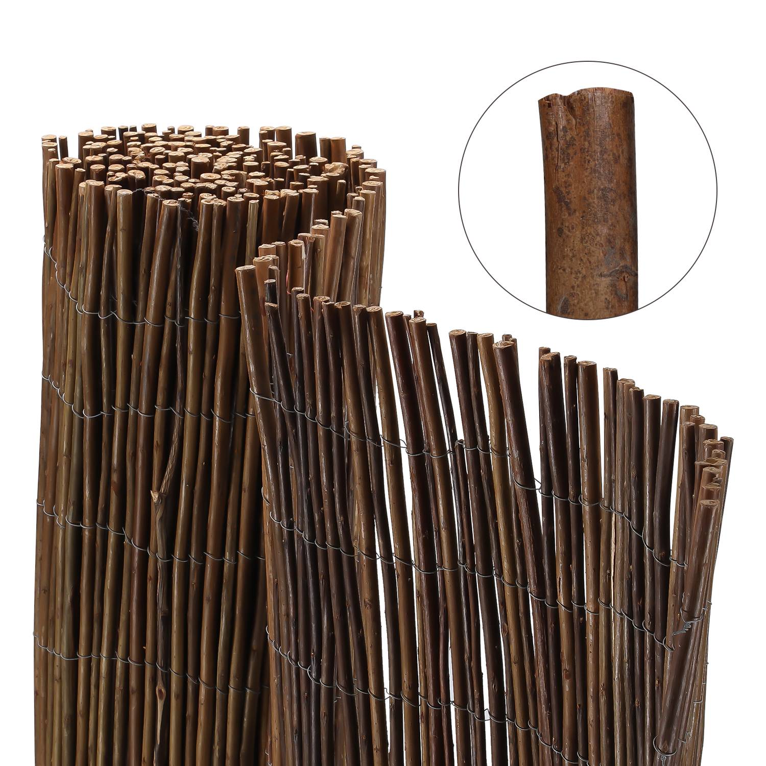 Weidenzaun Weidenmatte 90 x 300cm Sichtschutz Sichtschutzmatte Zaun für Garten, Terrasse und Balkon