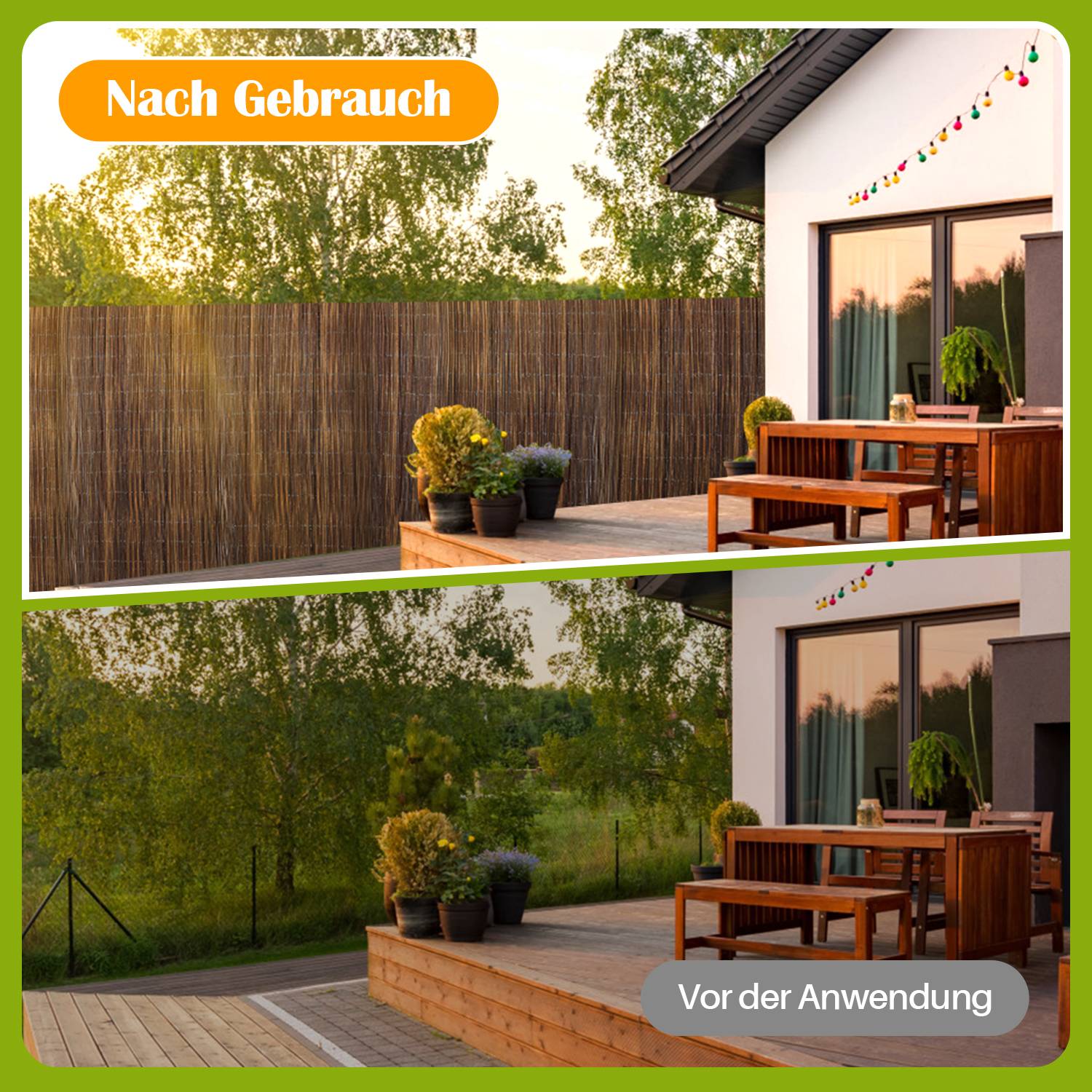 Weidenzaun Weidenmatte 100 x 300cm Sichtschutz Sichtschutzmatte Zaun für Garten, Terrasse und Balkon